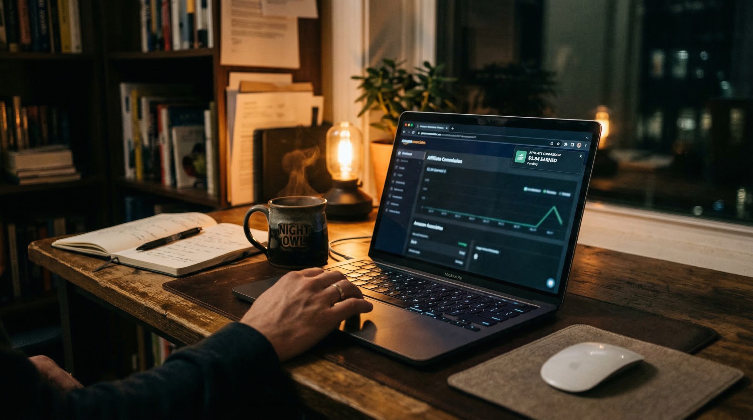 first affiliate sale notification on laptop screen