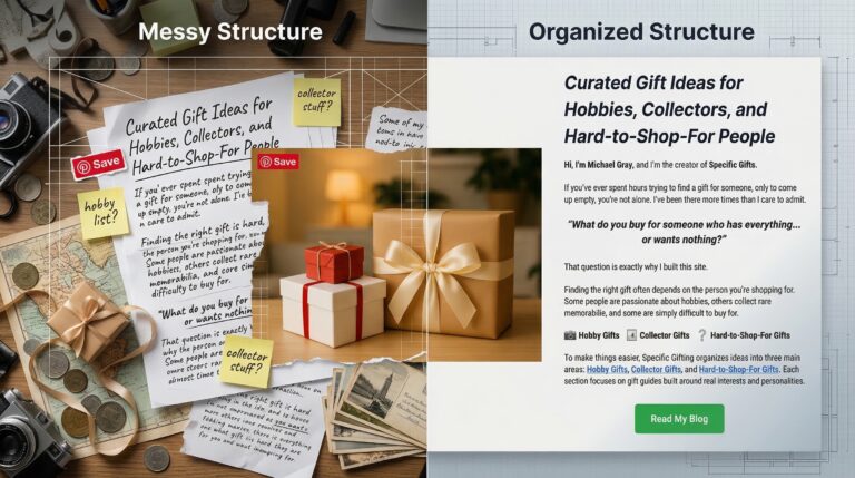 specific gifting case study cleaning up website structure comparison