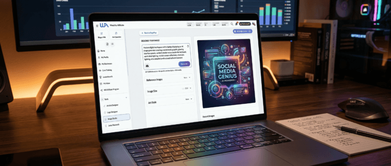 creator comparing canva design workflow with wealthy affiliate image studio ai generator