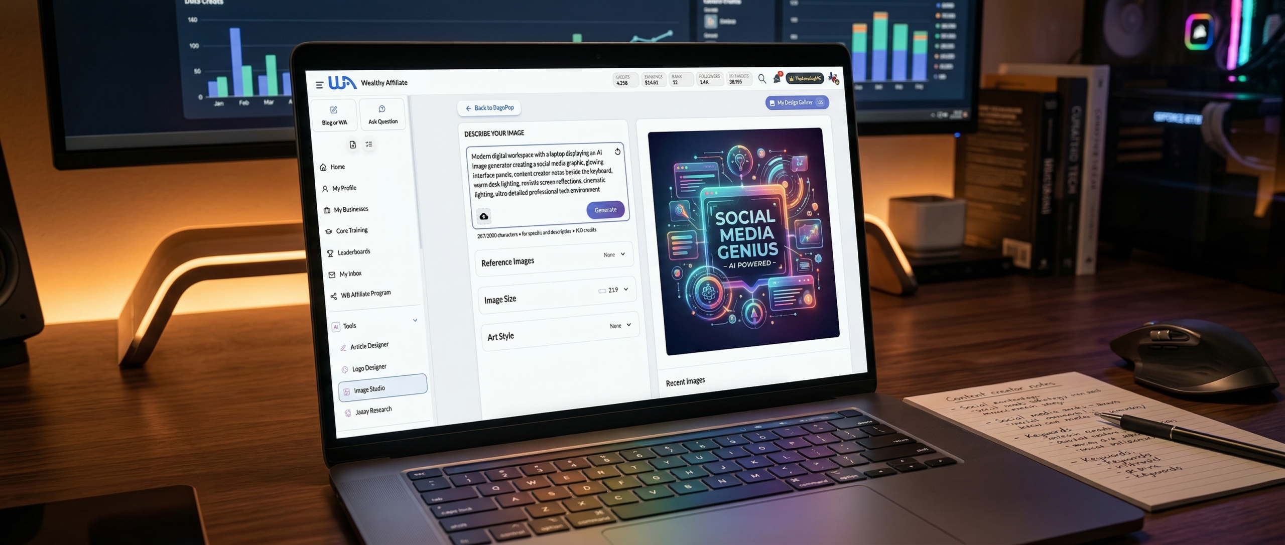 creator comparing canva design workflow with wealthy affiliate image studio ai generator