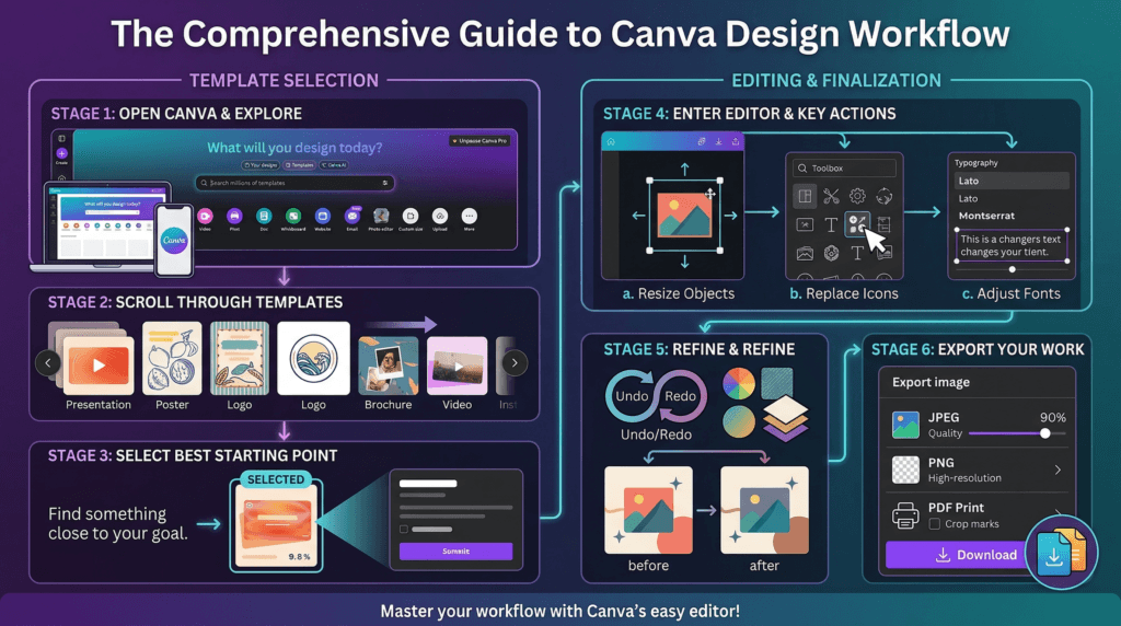 The Canva workflow inforgraphic